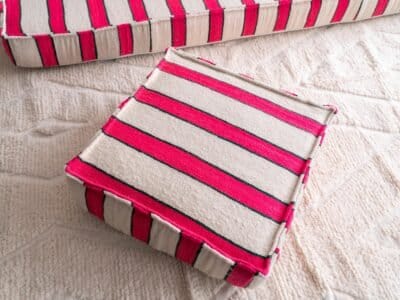 Moroccan Floor Couch Cover Set Cream - Fuchsia Stripes - Image 6