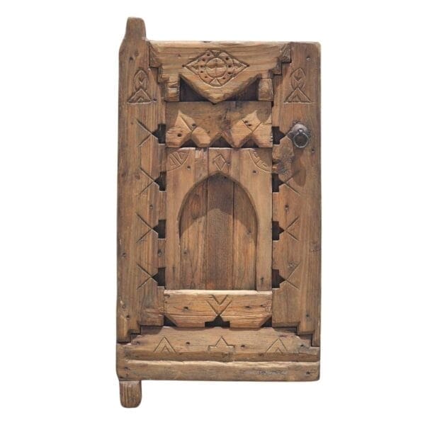 Berber carvings and natural texture on vintage cedar wood panel