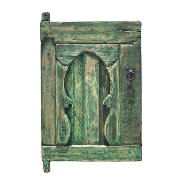 Handcrafted Moroccan Amazigh panel with Berber geometric carvings in reclaimed cedar wood