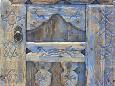 Detail of Hand-Carved Moroccan Window Top 34.jpg - Blue Tribal Symbolic Art