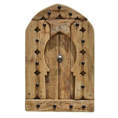 Handmade vintage Moroccan wall panel with arch shape and decorative studs