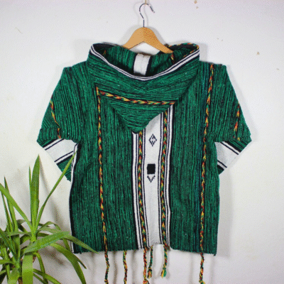 Handwoven Green Hoodie - Image 4