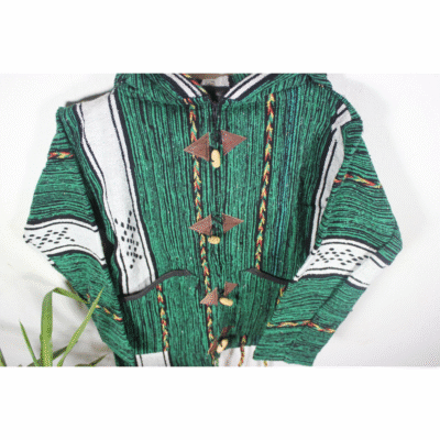 Handwoven Green Hoodie - Image 7