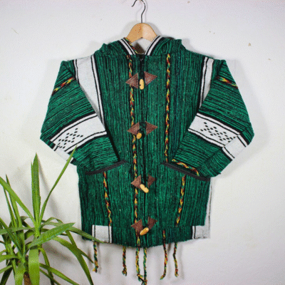 Handwoven Green Hoodie - Image 3