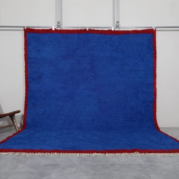 Moroccan rug, Beni Ourain rug, blue Moroccan rug, hand-knotted rug, handmade Moroccan carpet, Berber rug, natural wool rug, living room rug, bedroom rug, wall hanging rug, authentic Moroccan carpet, handmade wool carpet, Moroccan home decor, wool floor rug, blue wool rug, artisan rug, handmade rug