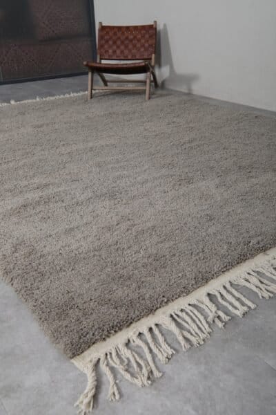 Custom Solid Taupe Wool Moroccan Rug - Image 5