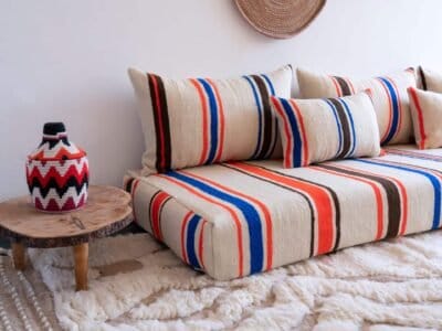 Moroccan Sofa – Striped Couch with Pillows & Zip Covers - Image 7