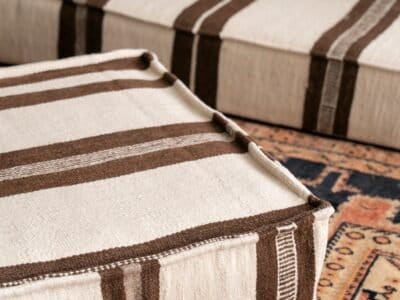 Moroccan Floor Couch Covers – Unstuffed Ivory & Brown Set - Image 5