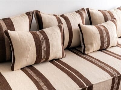 Moroccan Floor Couch Covers – Unstuffed Ivory & Brown Set - Image 4